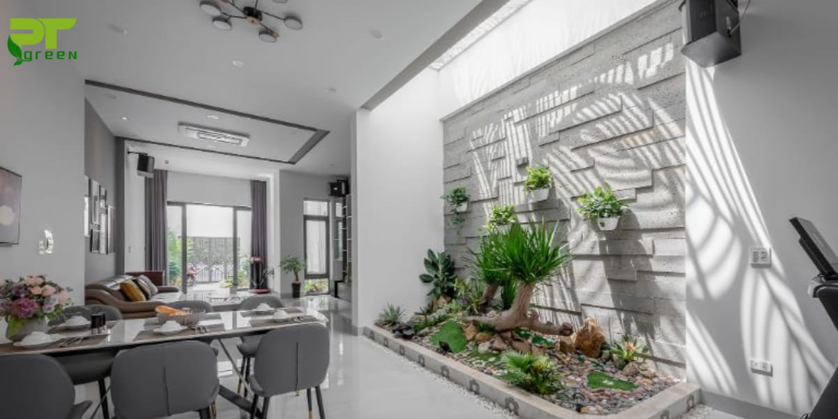 Làm giếng trời trồng cây xanh