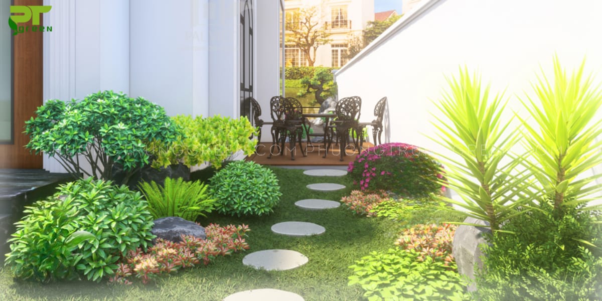 Cảnh quan cây xanh bên hông nhà