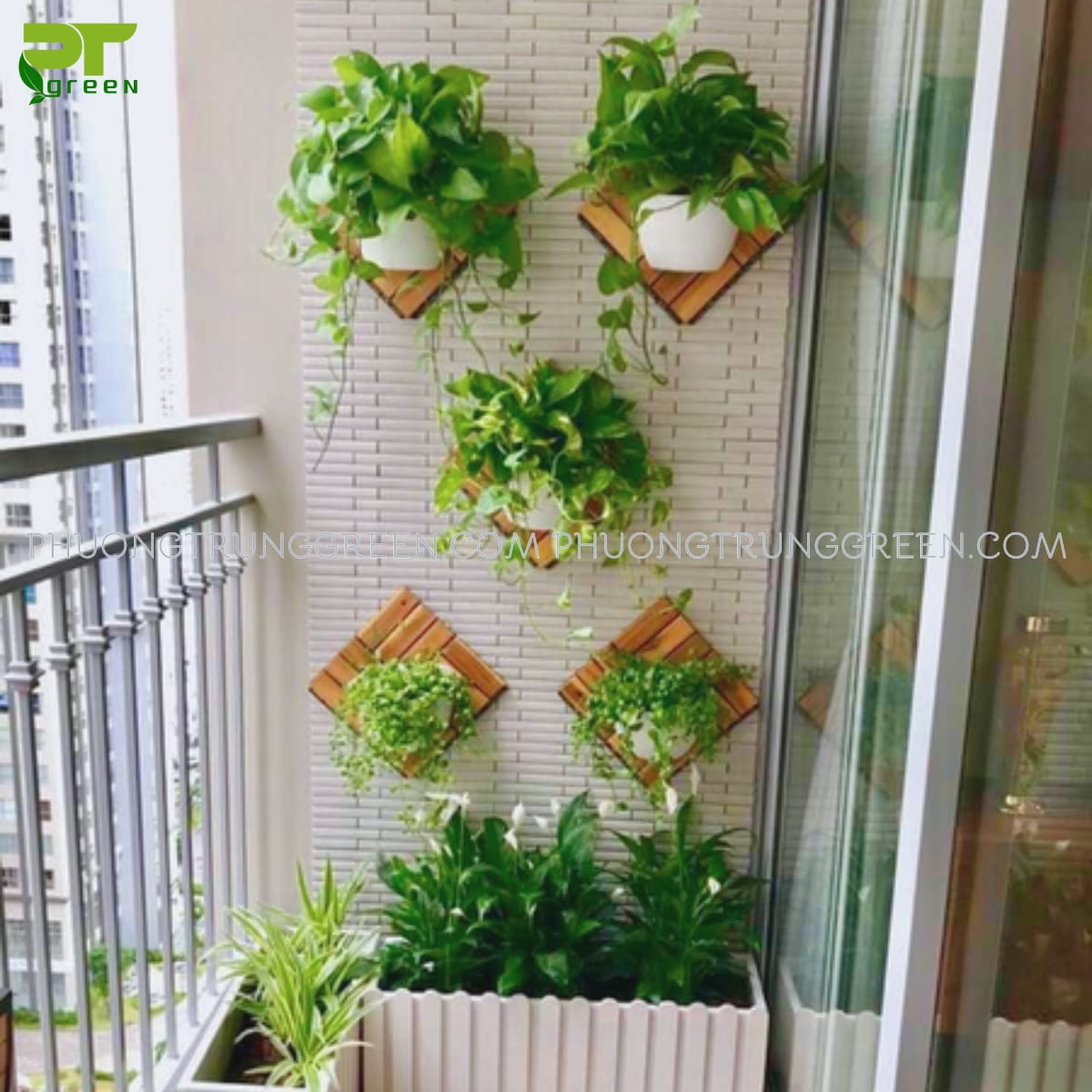 Ốp gỗ treo tường hình thoi